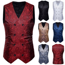Load image into Gallery viewer, Vintage Men Floral Printed Slim Fit Waistcoat Wedding Party Suit Vest Jacket - provenclothes