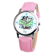 Load image into Gallery viewer, Let Your Dreams Take Flight Letter Dial Faux Leather Band Quartz Wrist Watch - provenclothes