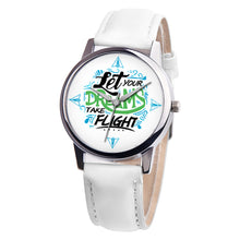 Load image into Gallery viewer, Let Your Dreams Take Flight Letter Dial Faux Leather Band Quartz Wrist Watch - provenclothes