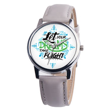 Load image into Gallery viewer, Let Your Dreams Take Flight Letter Dial Faux Leather Band Quartz Wrist Watch - provenclothes
