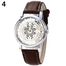 Load image into Gallery viewer, Fashion Women Faux Leather Alloy Mesh Band Flower Skeleton Quartz Wrist Watch - provenclothes