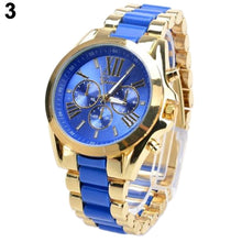 Load image into Gallery viewer, Men's Fashion Geneva Stainless Steel Roman Numerals Quartz Analog Wrist Watch - provenclothes