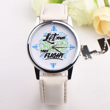 Load image into Gallery viewer, Let Your Dreams Take Flight Letter Dial Faux Leather Band Quartz Wrist Watch - provenclothes