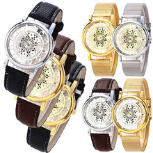 Load image into Gallery viewer, Fashion Women Faux Leather Alloy Mesh Band Flower Skeleton Quartz Wrist Watch - provenclothes