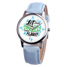 Load image into Gallery viewer, Let Your Dreams Take Flight Letter Dial Faux Leather Band Quartz Wrist Watch - provenclothes