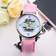 Load image into Gallery viewer, Let Your Dreams Take Flight Letter Dial Faux Leather Band Quartz Wrist Watch - provenclothes