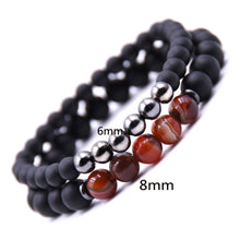 Load image into Gallery viewer, 2Pcs/Set Men Women Black Mantra Prayer Beads Bracelet Natural Stone Bangles - provenclothes