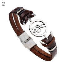 Load image into Gallery viewer, Vintage Hollow Musical Note Bracelet Men Faux Leather Wristband Hand Jewelry - provenclothes