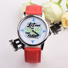 Load image into Gallery viewer, Let Your Dreams Take Flight Letter Dial Faux Leather Band Quartz Wrist Watch - provenclothes