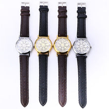 Load image into Gallery viewer, Fashion Women Faux Leather Alloy Mesh Band Flower Skeleton Quartz Wrist Watch - provenclothes