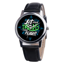 Load image into Gallery viewer, Let Your Dreams Take Flight Letter Dial Faux Leather Band Quartz Wrist Watch - provenclothes