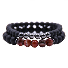 Load image into Gallery viewer, 2Pcs/Set Men Women Black Mantra Prayer Beads Bracelet Natural Stone Bangles - provenclothes