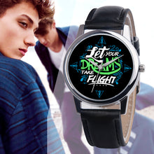 Load image into Gallery viewer, Let Your Dreams Take Flight Letter Dial Faux Leather Band Quartz Wrist Watch - provenclothes