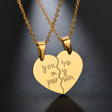 Load image into Gallery viewer, 2Pcs You Are My Person Two Halves Couple Necklace Lovers Jewelry Romantic Gift - provenclothes